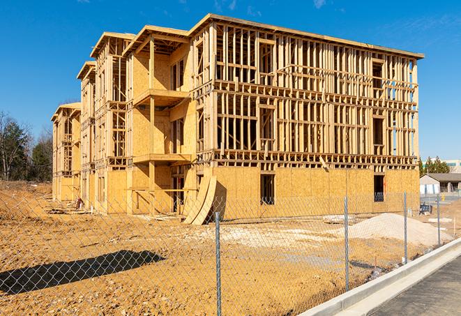 a snapshot of temporary chain link fences protecting a large construction project from unauthorized access in Clarksville